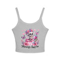Spaghetti Tank Top — 'Mommy's Sassy Cup' Floral Skull Crop Top